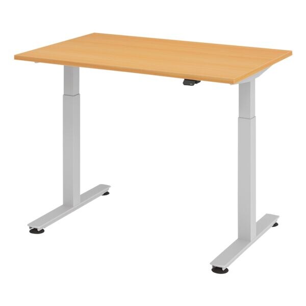 HAMMERBACHER In hoogte verstelbaar bureau (mechanisch) XMST12 Upper Desk 120 cm, L-onderstel aluminium kleur