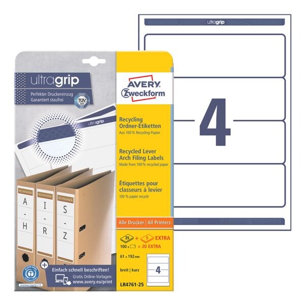 Avery Zweckform Pak van 210 gerecycleerde ordneretiketten 61 x 192 mm