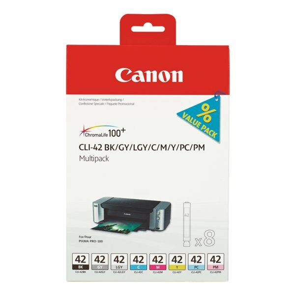 Canon Set inktpatronen �CLI-42� (CLI-42 BK/GY/LGY/C/M/Y/PC/PM)