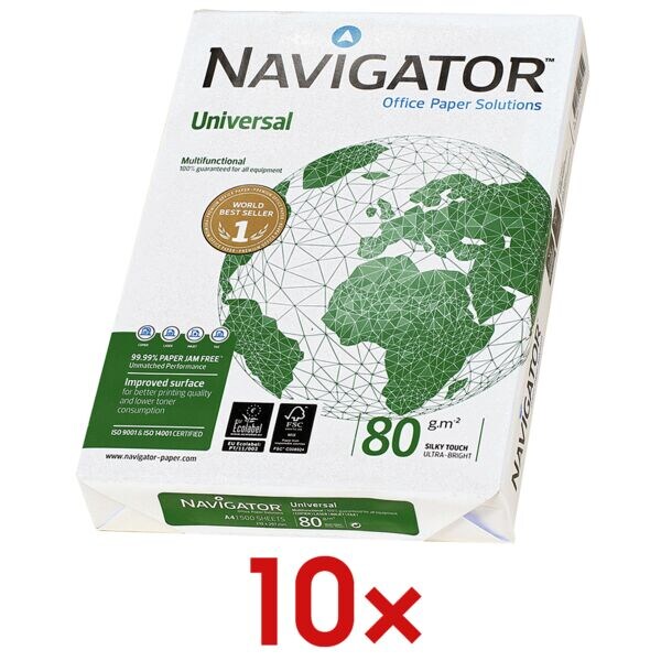 10x Multifunctioneel printpapier A4 Navigator Universal - 5000 bladen (totaal)