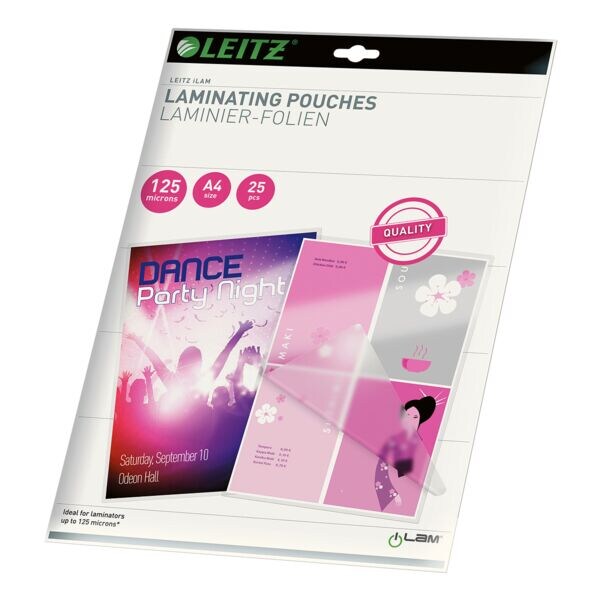 LEITZ 25 stuk(s) Lamineerfolie 33835 A4 125 micron glanzend