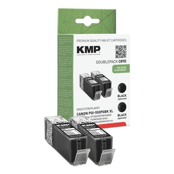 KMP Dubbelpak inktpatronen vervangt Canon PGI-550 PGBK XL