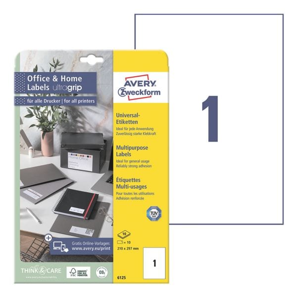 Avery Zweckform Pak van 10 universele plaketiketten 6125