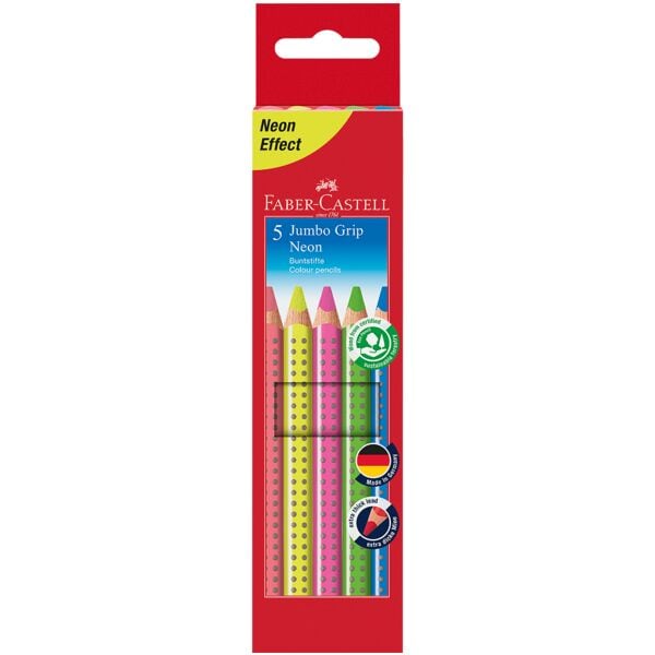 Faber-Castell Etui met 5 kleurpotloden Jumbo GRIP Neon
