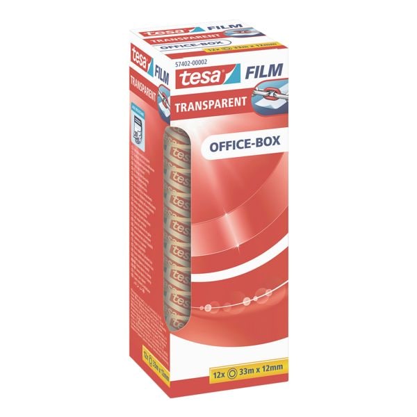 tesa Plakband Office Box , transparant, 12 stuk(s), 12 mm/33 m