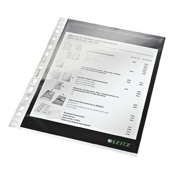 LEITZ folderhoesje 4770 A4 glashelder, bovenaan open - 100 stuk(s) LEITZ folderhoesje 4770 A4 glashelder, bovenaan open - 100 stuk(s)