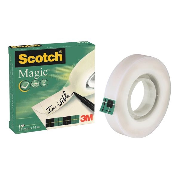 Scotch Plakband Magic Tape 810, transparant, 1 stuk(s), 12 mm/33 m