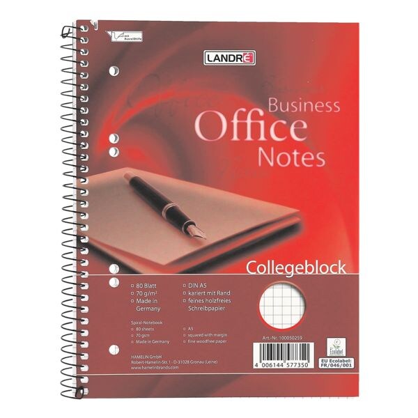 collegeblok Landr� Office A5 geruit, 80 bladen