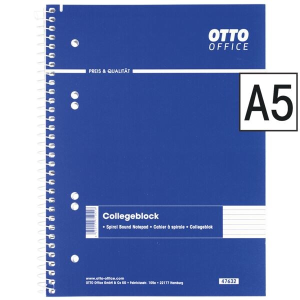 OTTO Office collegeblok standaard A5 gelinieerd, 80 bladen