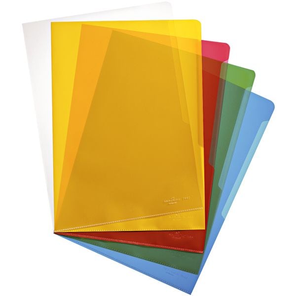 Durable Pak met 100 insteekhoesjes A4 gekleurd generfd »2337« (5 kleuren elk 20 stuks)