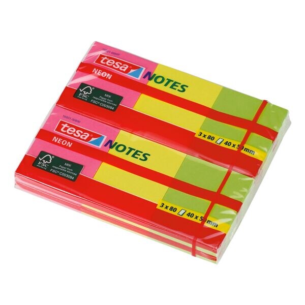 12x tesa blok herkleefbare notes  Neon Notes 4 x 5 cm, 960 bladen (totaal), gesorteerd in kleuren