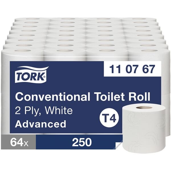 Tork Toiletpapier Advanced 2-laags, extra wit - 64 rollen (8 pakken van 8 rollen)