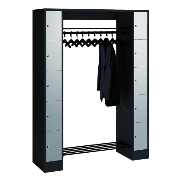 CP open garderobekast C + P open garderobe, 2x5, staal, met sokkel, 143 x 195 cm 