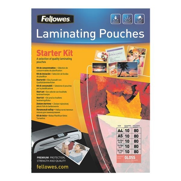 Fellowes 50 stuk(s) Set lamineerfolies Starter-Kit Set 80 micron glanzend
