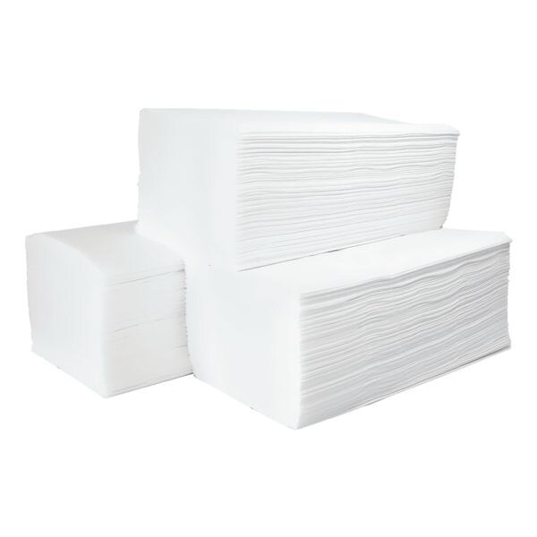 Papieren handdoekjes WIPEX 2-laags, hoogwit, 23 cm x 25 cm van celstof met Z-vouw - 3000 bladen (totaal)