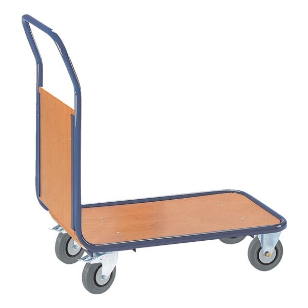 ROLLCART Magazijnwagen met eindwand-begrenzing 100x70 cm houten laadvlak ROLLCART Magazijnwagen met eindwand-begrenzing 100x70 cm houten laadvlak