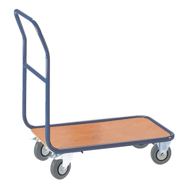 ROLLCART Magazijnwagen met kruisv. buis 80x50 cm houten laadvlak