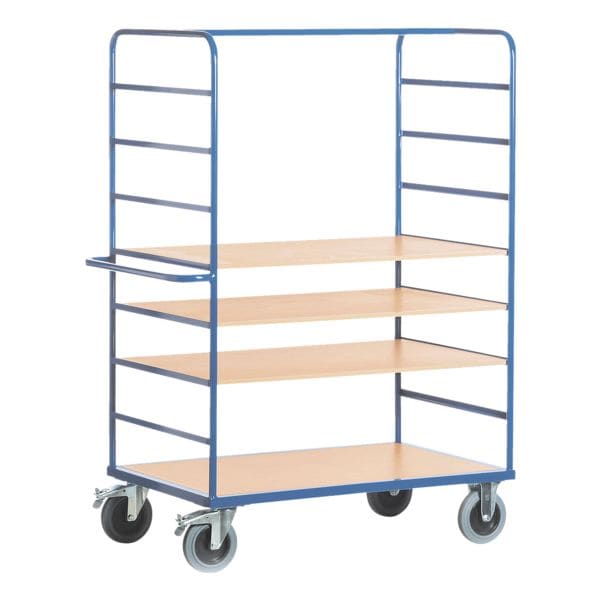 ROLLCART Hoge klasseerwagen 100x70 cm houten laadvlak