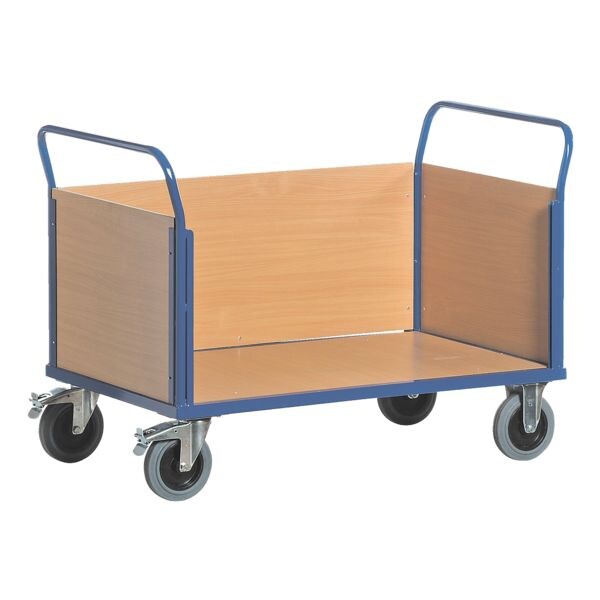 ROLLCART Plateauwagen met 4 wanden 100x67 cm houten laadvlak