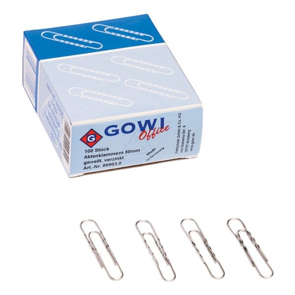 GOWI Office Grote paperclips 50mm, zilverkleur, 100 stuks