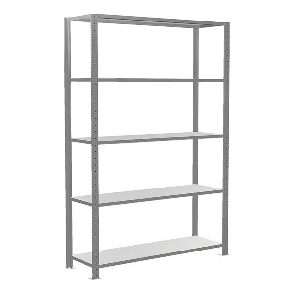 SCHULTE Lagertechnik Stalen open kast 130x200 cm MULTIplus150 40 cm diepte 5 etages basiselement (alleen te gebruiken) gegalvaniseerd