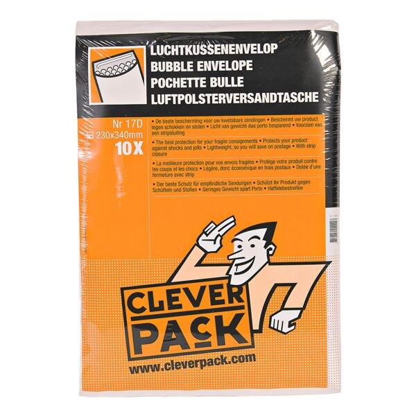 Cleverpack 10 stuk(s) zak-enveloppen met luchtkussentjes, 23x34 cm