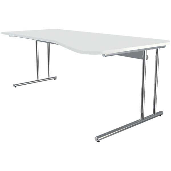 Kerkmann Bureau, vrije vorm Artline Transparent  195 cm, L-onderstel chroom