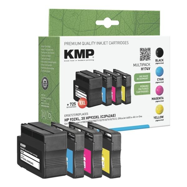 KMP Set inktpatronen vervangt Hewlett Packard 932 XL/3x 933 XL (C2P42AE)