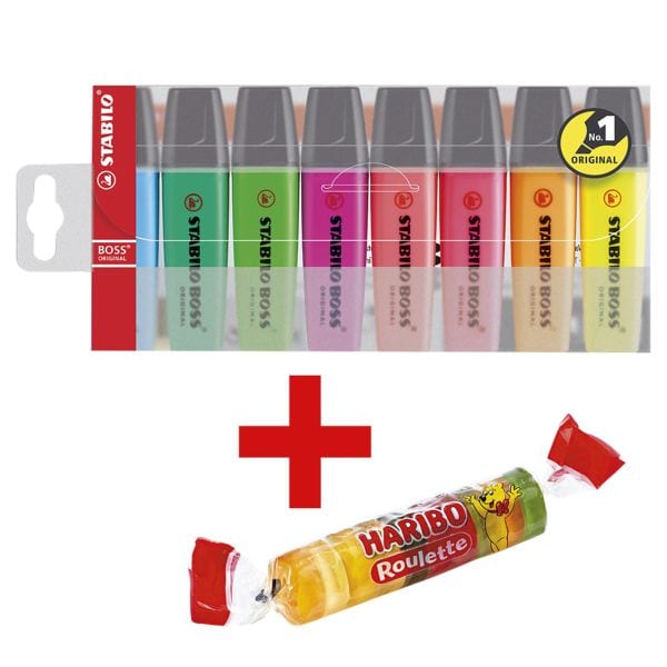 STABILO Markeerstift BOSS® Original navulbaar schuine punt incl. Vruchtengums Roulette 25 g
