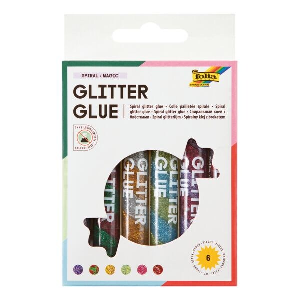 folia Set van 6 vloeibare lijmstiften Glitter Glue