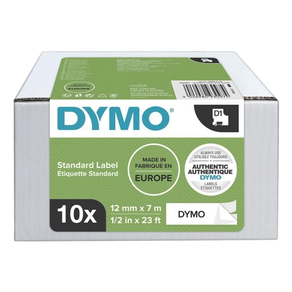 10x Dymo S0720530 labeltape (voordeelpak) 12 mm x 7 m voor Dymo D1 labelprinters