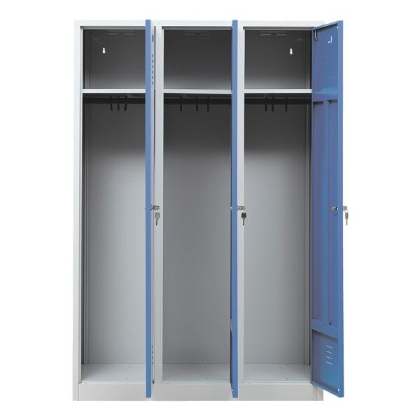 Grkan garderobekast, 3x1, staal, met sokkel, 120 x 180 cm