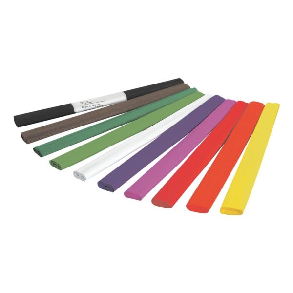 folia Pak met 10 rollen crpe papier farbig sortiert 50 x 250 cm