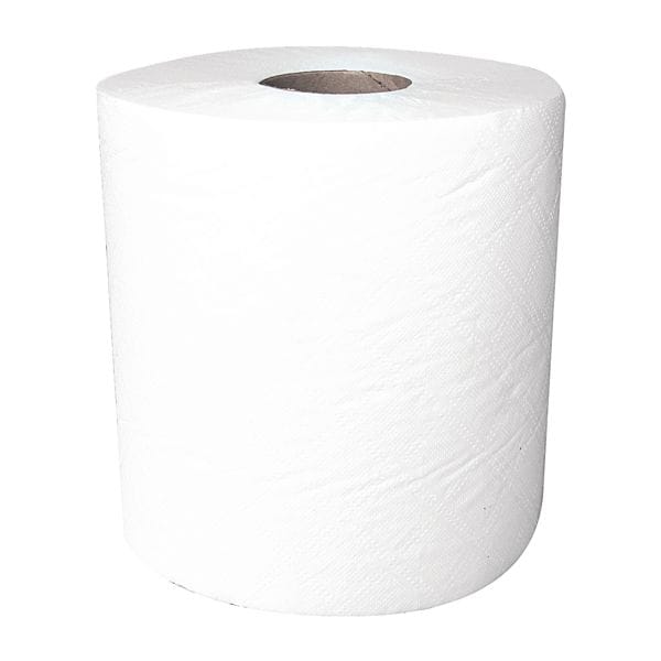 6x rol papieren handdoekjes WIPEX Rol papieren handdoekjes afrollen van binnenuit 2-laags, hoogwit, 22,4 cm x 20,3 cm van celstof - 4050 bladen (totaal)