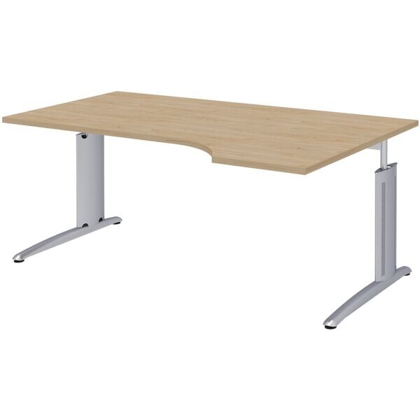 rhr vrije vorm tafel rechts hoogte verstelbaar (handmatig) Techno 180 cm, L-onderstel zilver