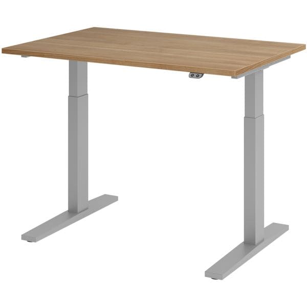 HAMMERBACHER In hoogte verstelbaar bureau (mechanisch) VXMKA12 Upper Desk 120 cm, L-onderstel zilverkleur