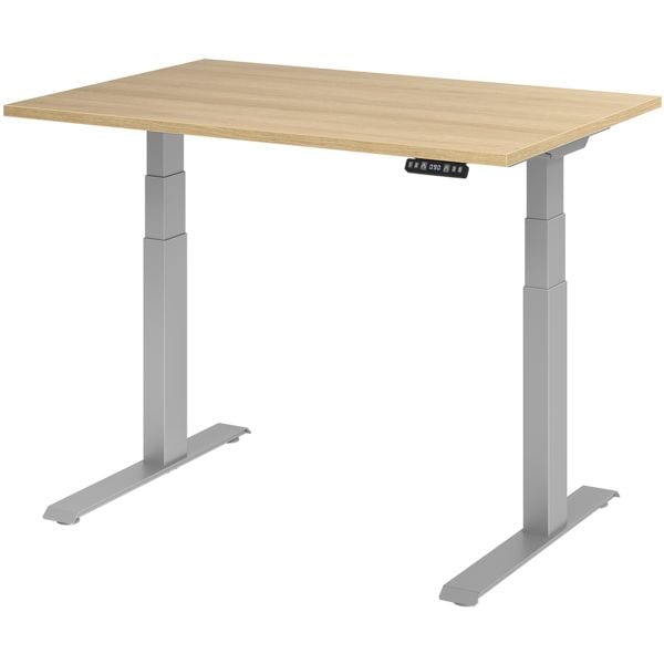 HAMMERBACHER In hoogte verstelbaar bureau (mechanisch) VXDKB12 Upper Desk 120 cm, L-onderstel zilverkleur