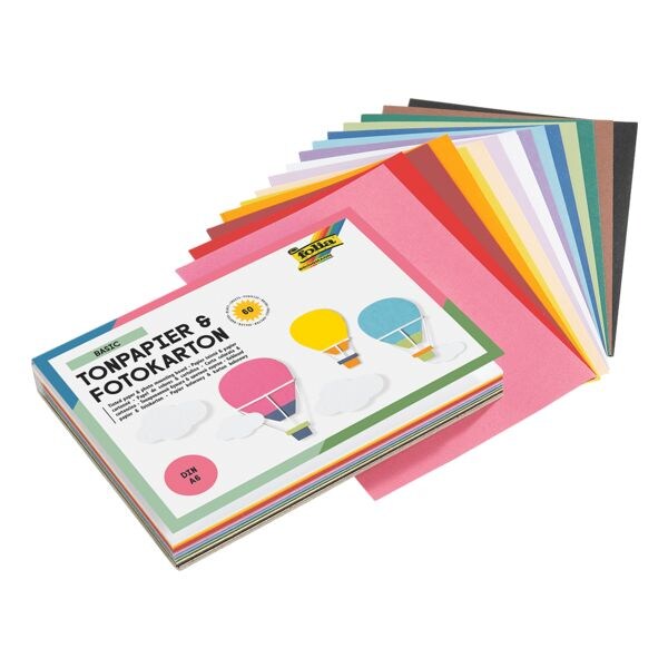 folia Gekleurd papier en fotokarton BASIC A6 (60 bladen)