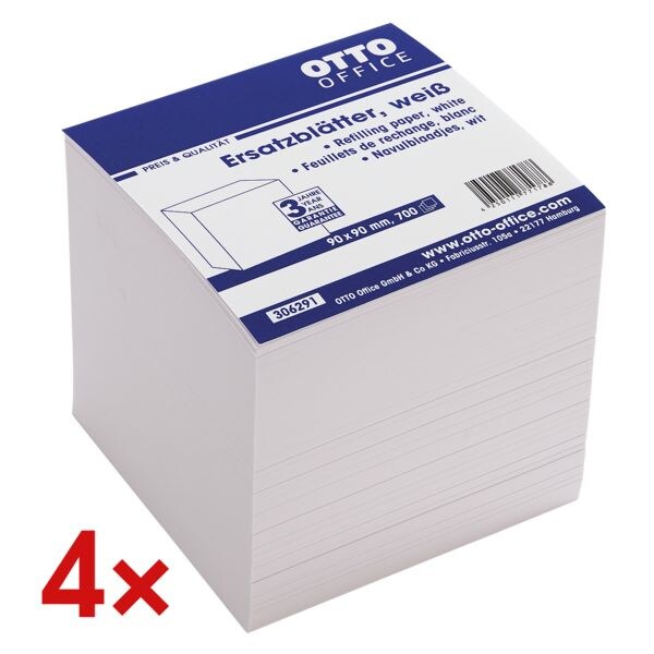 OTTO Office Set van 4x reserveblaadjes voor memobox wit
