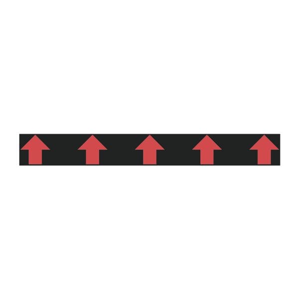 Vloersticker Pijlen strook voor vloerbedekking 80 x 10 cm zwart / rood