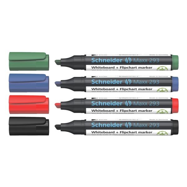 Schneider Etui met 4 whiteboard- en flipchartmarkers »Maxx 293« Schneider Etui met 4 whiteboard- en flipchartmarkers »Maxx 293«