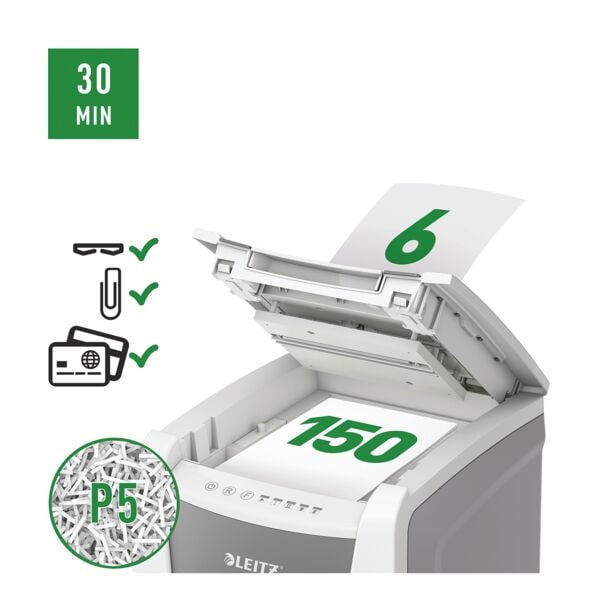 papiervernietiger LEITZ Office 150, Veiligheidsklasse 5, micro (2 x 15 mm), tot 150 bladen