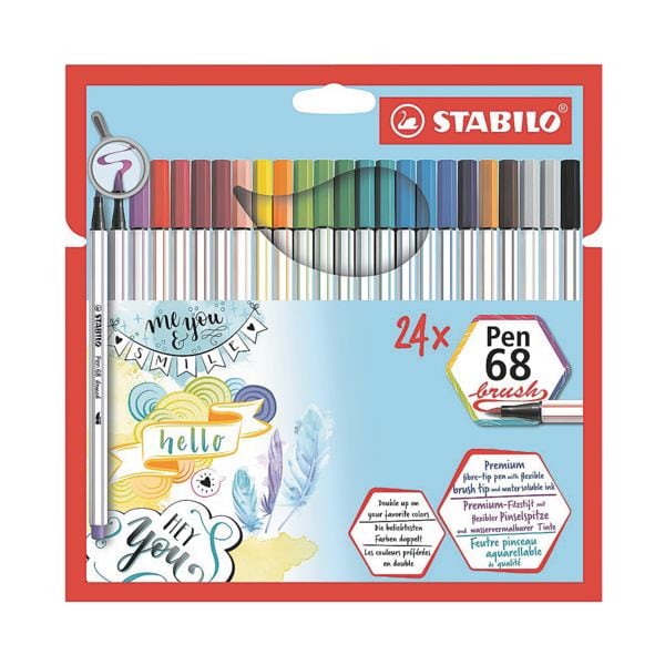 STABILO Pak met 24 viltstiften Pen 68 brush