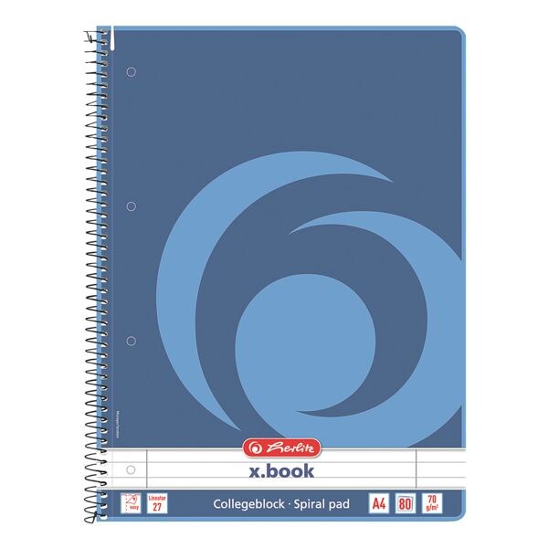 collegeblok Herlitz A4 gelinieerd, 80 bladen