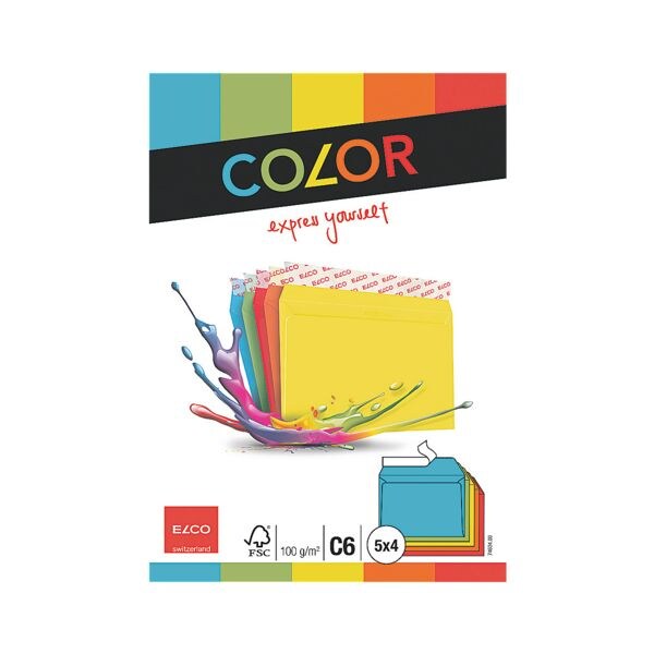 Enveloppen ELCO COLOR 5 keuren, C6 100 g/m zonder venster, zelfklevend met beschermstrip - 20 stuk(s)