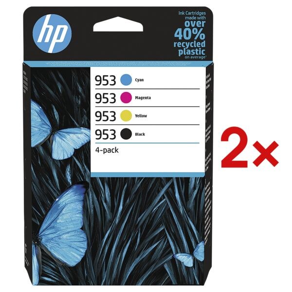 HP 2x Inktpatronenset HP 953 CMYK multipak, cyaan, magenta, geel, zwart - 6ZC69AE