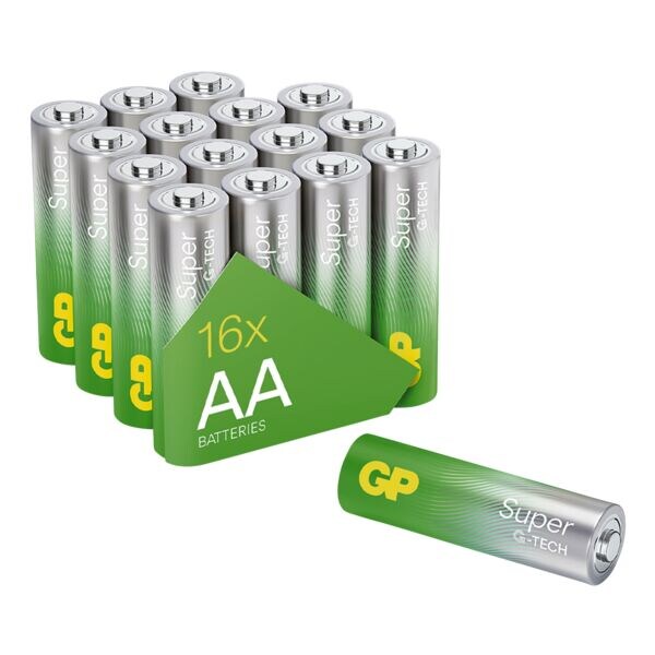 GP Batteries Pak met 16 batterijen Super Alkaline Mignon / AA / LR06