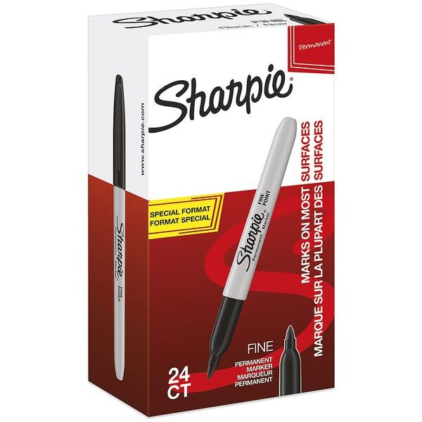 Sharpie set permanente markers zwart fijn - ronde punt, Lijndikte 1 mm