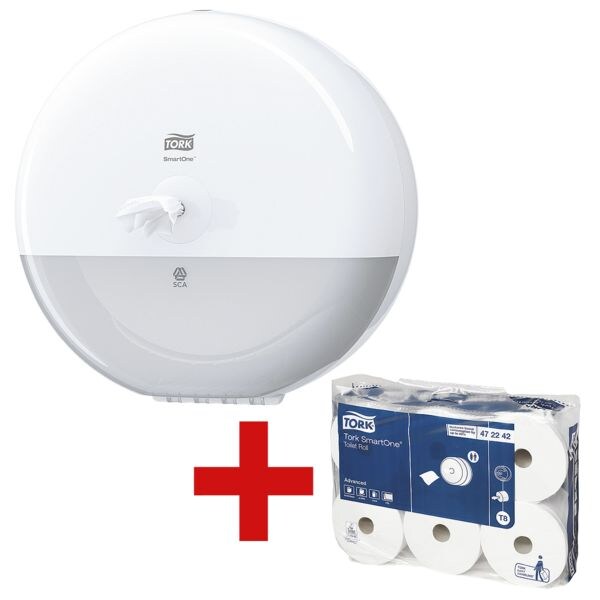 Tork SmartOne® toiletpapierverdeler incl. Toiletpapier SmartOne® T8 System 2-laags - 6 rollen
