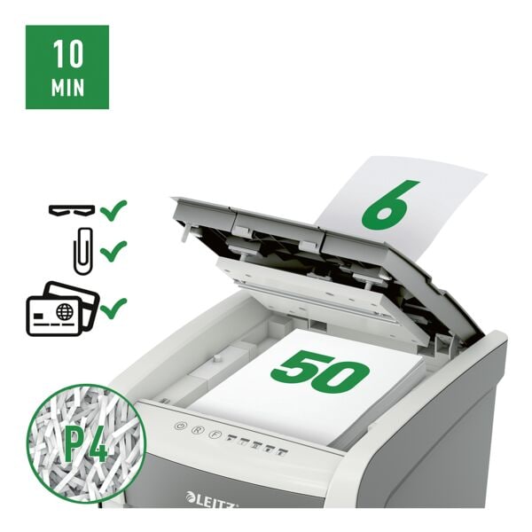 papiervernietiger LEITZ Small Office 50, Veiligheidsklasse 4, snippers (4 x 28 mm), tot 50 bladen